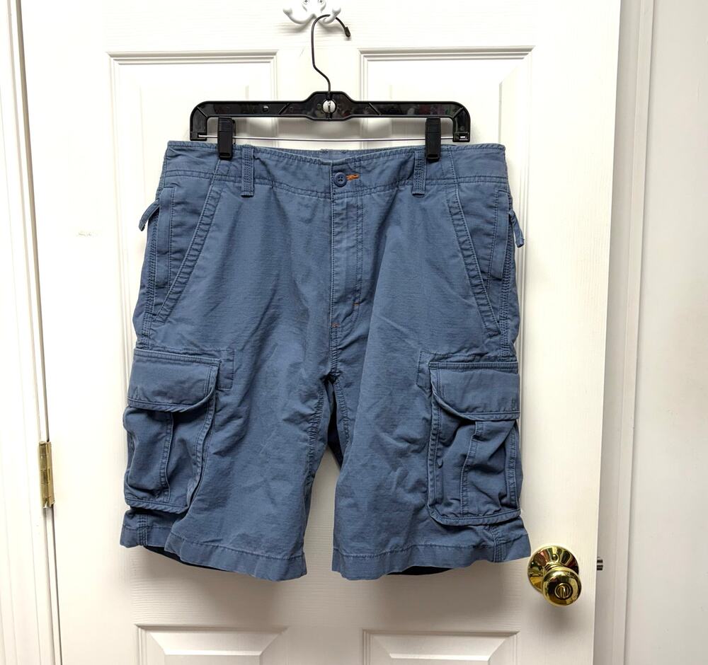 L. L. Bean Men’s Shorts 35W Blue Cargo Cotton Natural Fit Utility Field